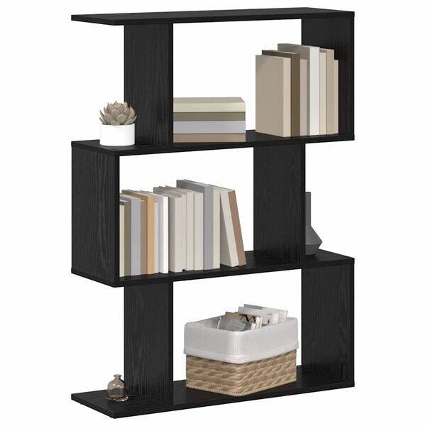 vidaXL Book Cabinet Black Oak 27.56 x 5.51 x 38.19 in Engineered Wood