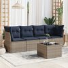vidaXL 5 Piece Patio Sofa Set with Cushions Gray Poly Rattan