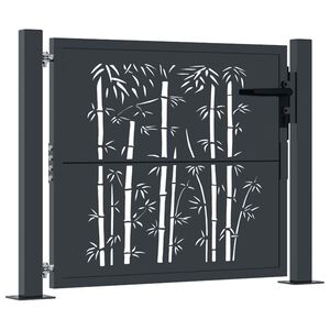 vidaXL Garden Gate Anthracite 39.4x29.5" Steel Bamboo Design