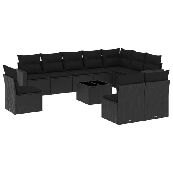vidaXL Patio Sofa Set Black