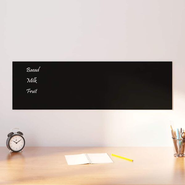 vidaXL Wall-mounted Magnetic Board Black 39.4"x11.8" Tempered Glass