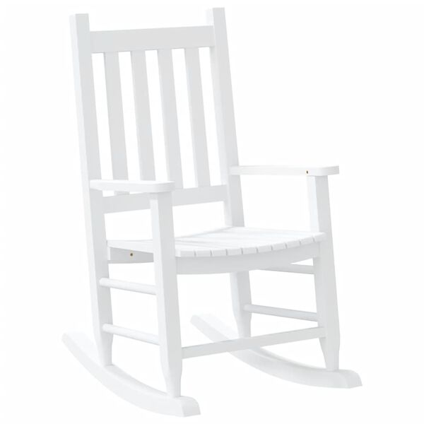 vidaXL Rocking Chair White Solid Poplar wood Small Durable