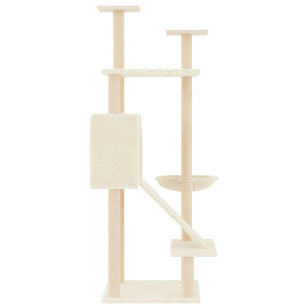 vidaXL Cat Tree Cream Engineered wood Large Cat Tree Rectangular