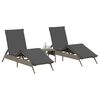 vidaXL Sun Lounger Set of 2 Grey PE Rattan 2-seater