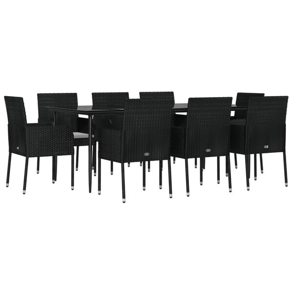 vidaXL Garden Dining Set Black and Cream White