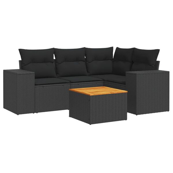 vidaXL Garden Sofa Set Black Poly Rattan Large Modular Garden Sofa Set