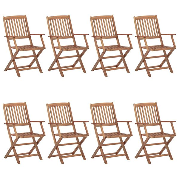 vidaXL Folding Patio Chairs 8 pcs with Cushions Solid Acacia Wood (2x313602+2x314873)
