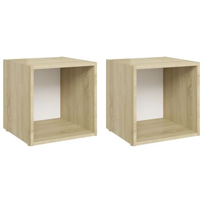 vidaXL TV Cabinets 2 pcs White and Sonoma Oak 14.6"x13.8"x14.6" Chipboard