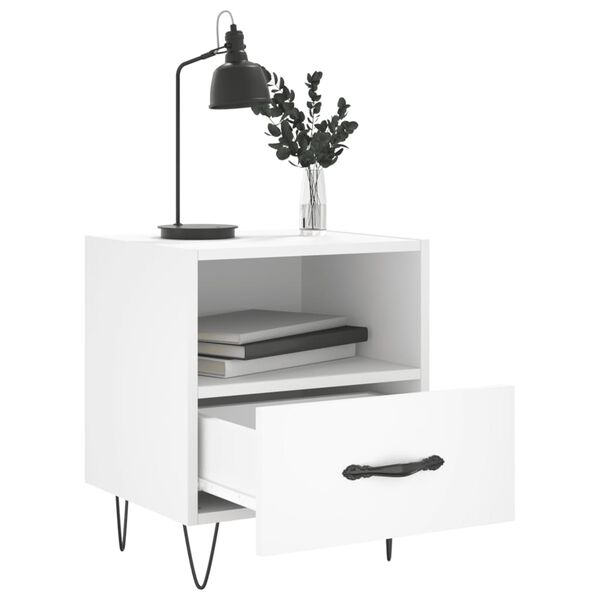 vidaXL Bedside Cabinet Set of 2 White Engineered wood, iron