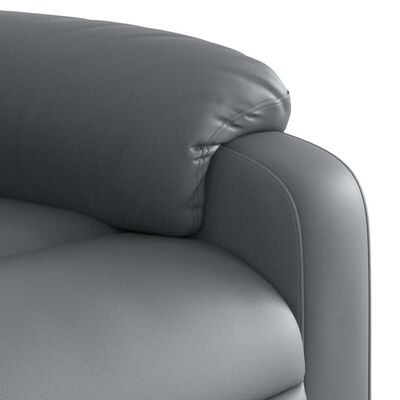 Close-up of armrest and seam on gray recliner