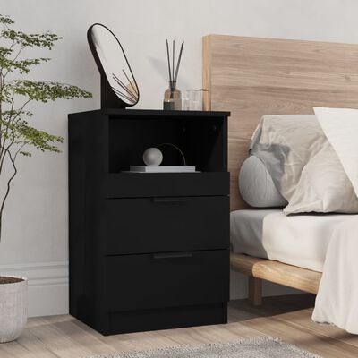 vidaXL Side Cabinets 2 pcs Black Engineered Wood