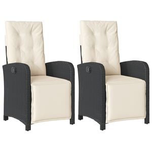 vidaXL Reclining Garden Chair Set of 2 Black PE rattan Standard