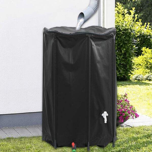 vidaXL Water Tank Black PVC Large Foldable Water Tank Cylindrical