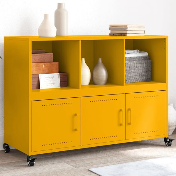 vidaXL Sideboard Mustard Yellow Cold-Rolled Steel Medium Sideboard