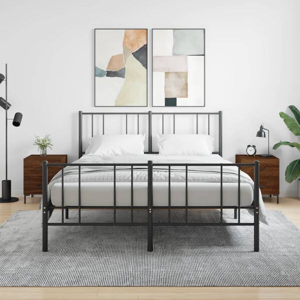 vidaXL Bedside Cabinet Set of 2 Brown oak Engineered wood, Iron