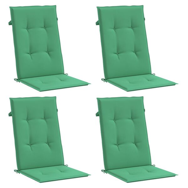 vidaXL Highback Chair Cushion Set of 4 Green Fabric (100% polyester)