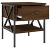 vidaXL Bedside Table Set of 2 Brown Oak Engineered Wood, Iron