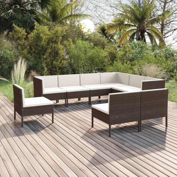 vidaXL Garden Lounge Set Brown, Rattan PE Rattan Large Modular
