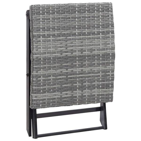 vidaXL Stool Grey PE Rattan Small Foldable Stool Square
