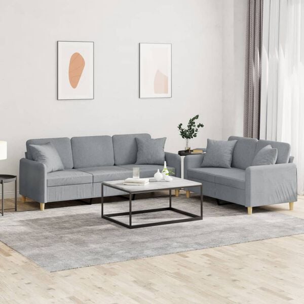 vidaXL Sofa Set Light grey