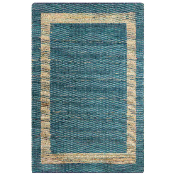 vidaXL Area Rug Blue, Natural Jute and Cotton 63 x 90.6 in Durable