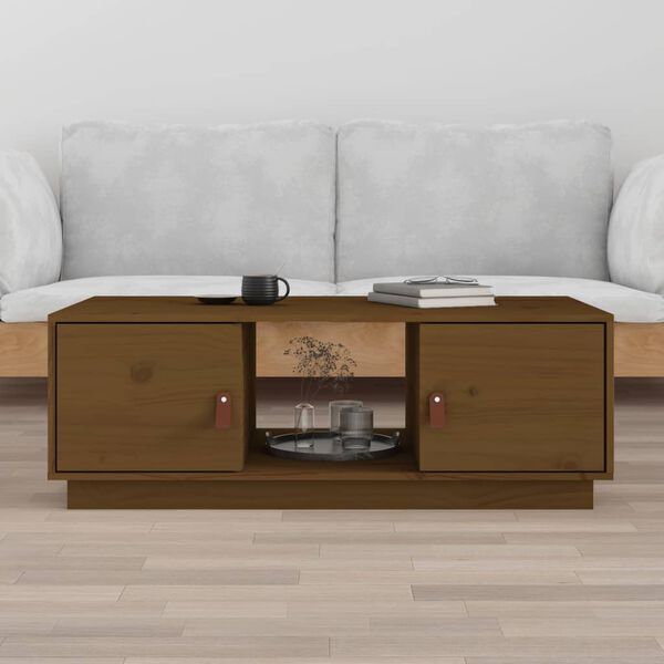 vidaXL Coffee Table Honey Brown Solid Pine Wood Large Coffee Table