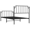 vidaXL Bed Frame Black Powder-Coated Steel Twin Bed Frame Rectangular