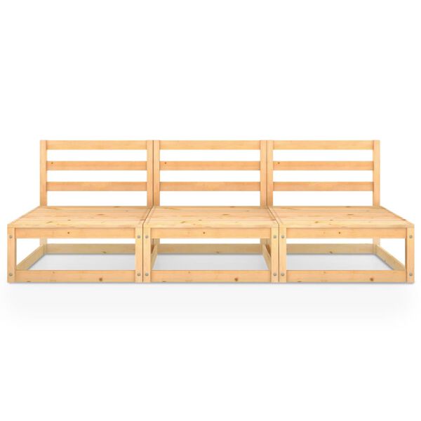 vidaXL 3-seater Sofa Natural Wood Solid pinewood 3-seater Modular