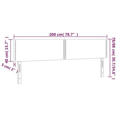 vidaXL LED Headboard Dark Gray 78.7"x2"x30.7"/34.6" Fabric