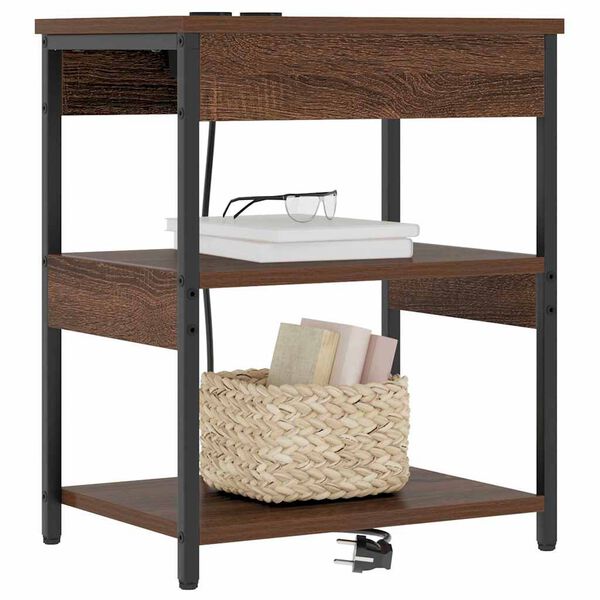 vidaXL Bedside Cabinet 2 pcs Brown Oak 16.14 x 12.20 x 20.08 in