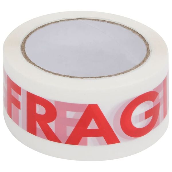 vidaXL Packaging Tape 72 pcs FRAGILE Printed White 1.89 " x 216.5 '