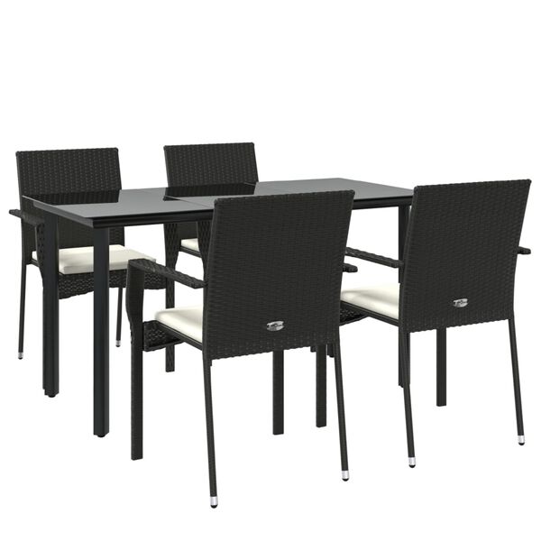vidaXL Garden Dining Set Black PE rattan Medium Modular