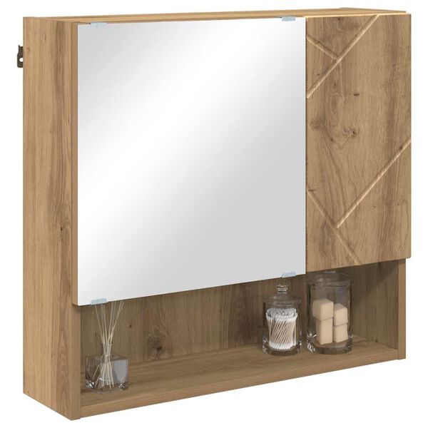 vidaXL Mirror Cabinet artisan oak 59 x 17 x 55 cm Engineered wood