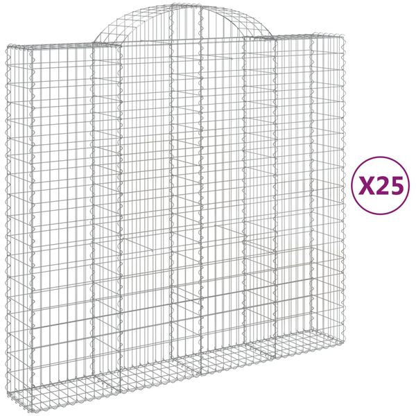 vidaXL Arched Gabion Baskets 25 pcs 78.7x19.7x180/200" Galvanised Iron