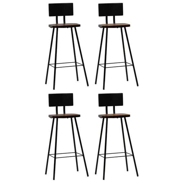 vidaXL Bar Chair Set of 4 Dark Brown, Black
