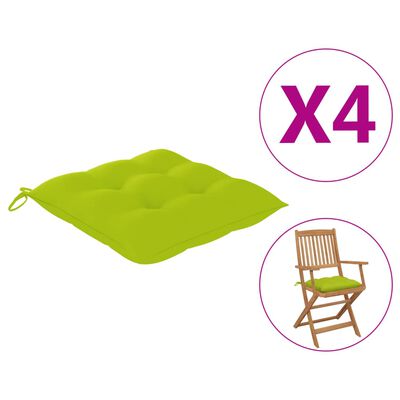 vidaXL Chair Cushions 4 pcs Bright Green 15.7"x15.7"x2.8" Fabric