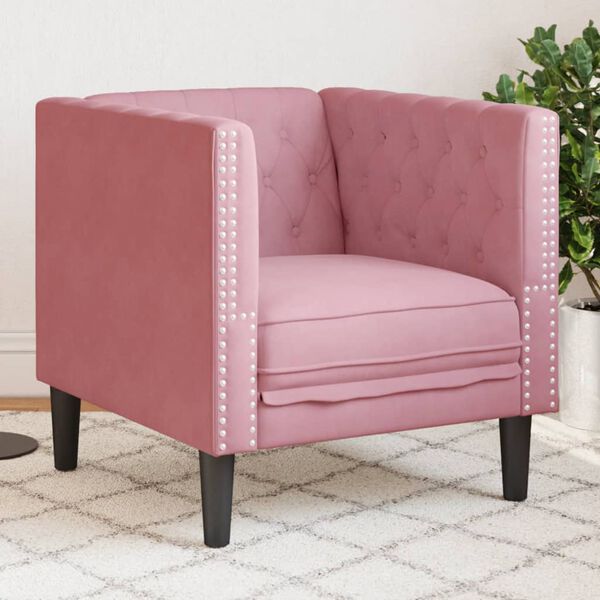 vidaXL Chesterfield Sofa Chair Pink