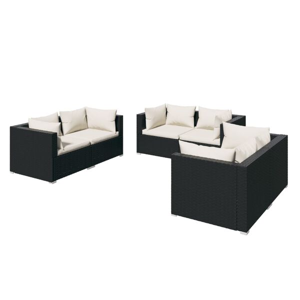vidaXL Garden Lounge Set Black, Cream