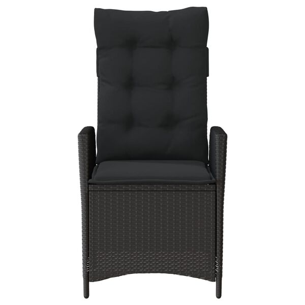 vidaXL Reclining Garden Chair Black PE rattan Adjustable reclining size