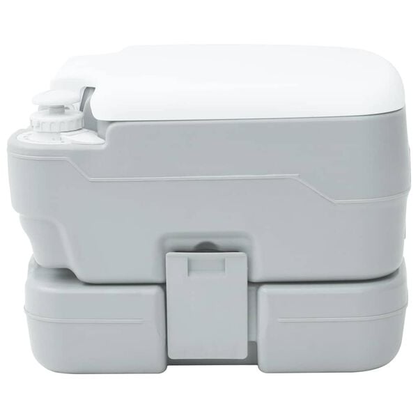 vidaXL Camping Toilet Manual Grey and White 16.34 x 14.37 x 11.81 in