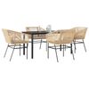 vidaXL Garden Dining Set Table: Black, Chair: Brown, Cushion: Light Gray