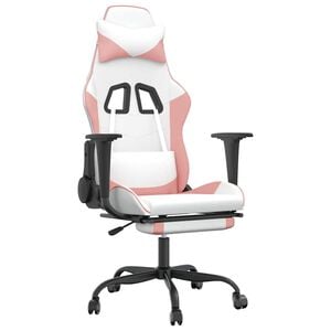 vidaXL Gaming Chair White and Pink 75% PVC, 5% cotton, 20% polyester