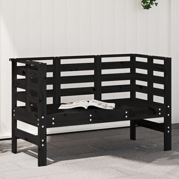 vidaXL Garden Bench Black Solid pine wood 43.9 x 20.9 x 28.0 in Durable