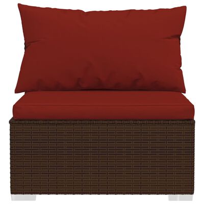 vidaXL Patio Furniture Set 3 Piece with Cushions Poly Rattan Brown