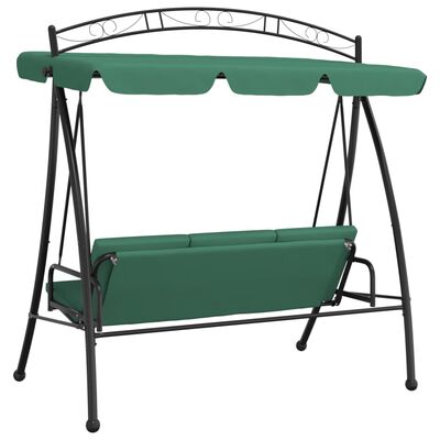 vidaXL Garden Swing Bench with Canopy Green 78" Fabric and Steel