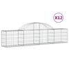 vidaXL Gabion Basket Set of 12 Silver Galvanized iron Large