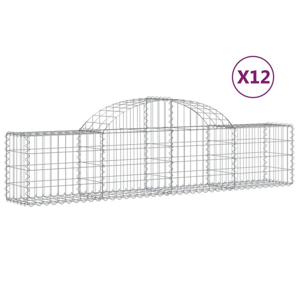 vidaXL Gabion Basket Set of 12 Silver Galvanized iron Large