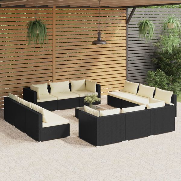 vidaXL Outdoor Lounge Set Black, Cream