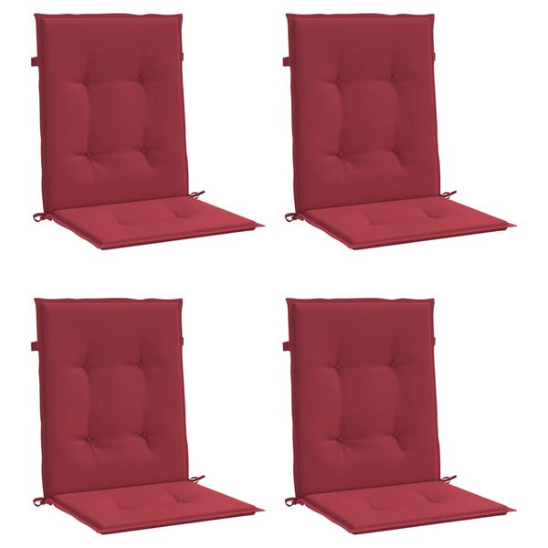 vidaXL Patio Lowback Chair Cushions 4 pcs Wine Red 39.4x19.7x1.2" Oxford Fabric