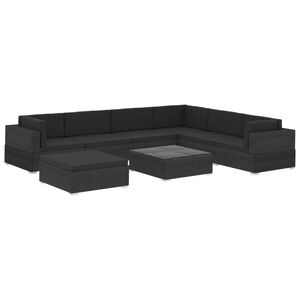 vidaXL Patio Lounge Set Set of 8 Black